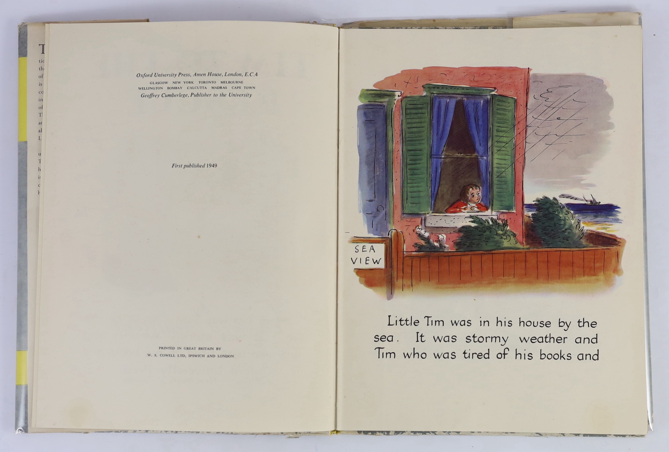 Ardizzone, Edward - Tim to the Rescue, First Edition. coloured pictorial title, coloured and other illus. throughout (by the author); coloured pictorial boards and d/wrapper, sm.4to. Oxford Univ. Press, 1949